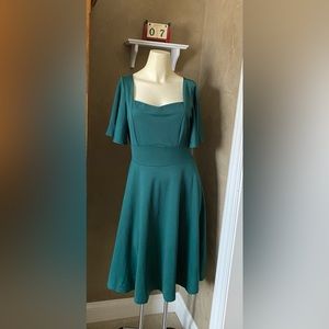 Grace Karin Flare Dress in Emerald Green Swing Dress with Sleeves Flutter
